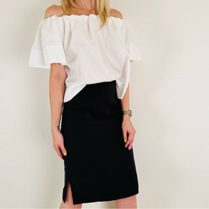 Iphe black pencil skirt with side slit made in Italy